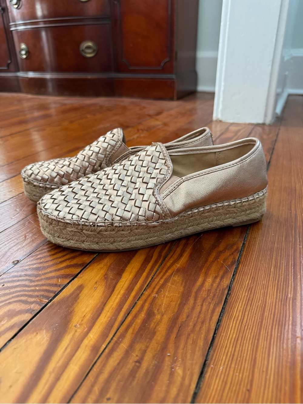 Sam Edelman Metallic Rose Gold Slip-On espadrille